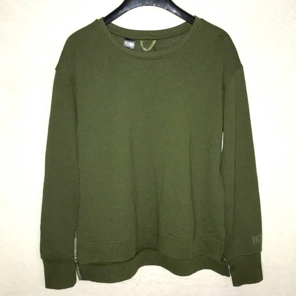 Victoria’s Secret Sport pullover sweatshirt olive green sexy open back XS loose - Picture 1 of 7